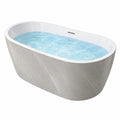 Freistehende Badewanne 170 x 75 cm Acryl Grau Weiß mit Marmoroptik Oval