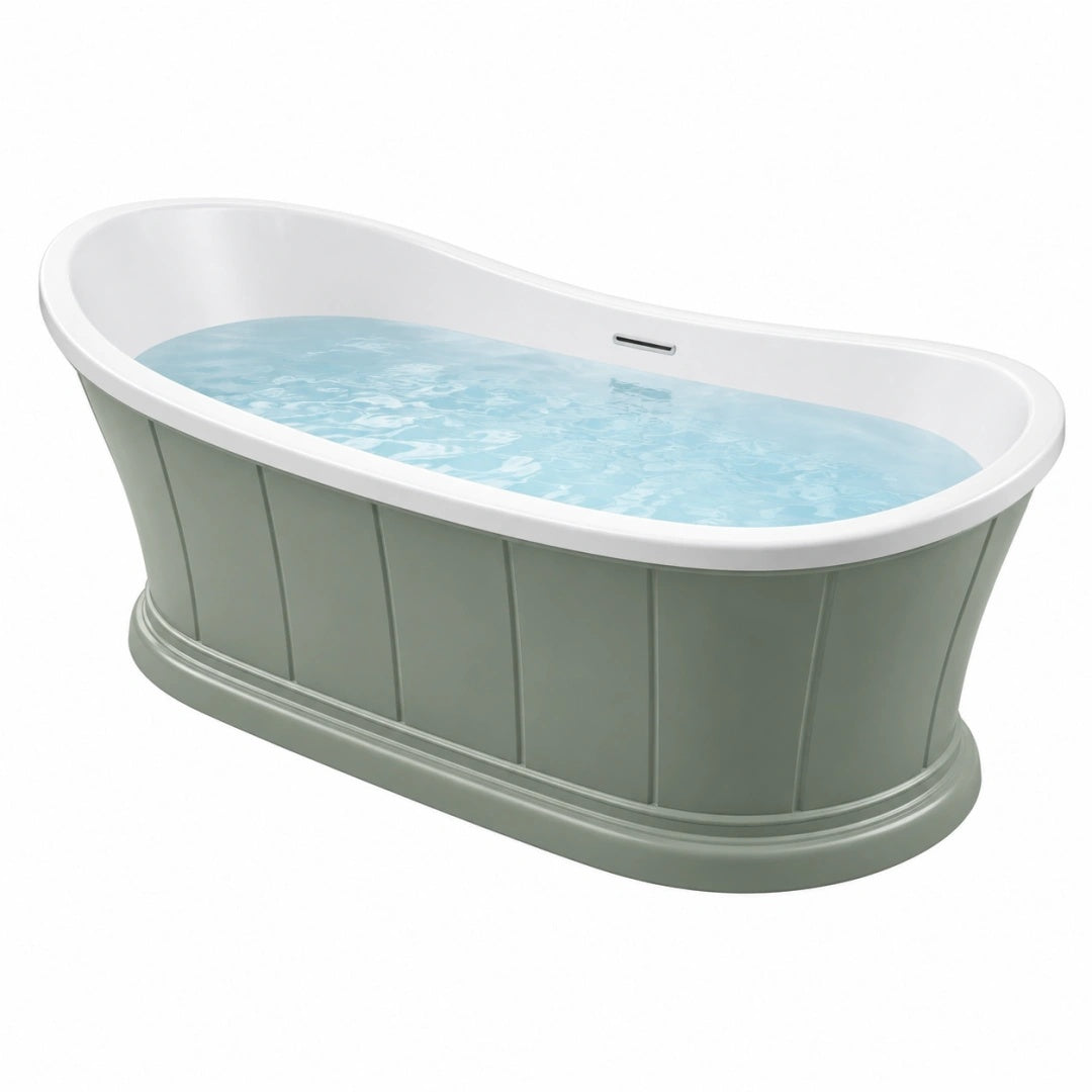 Freistehende Badewanne 170 x 75 cm aus Acryl Grün Weiß im Landhausstil