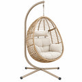 Hängesessel 105 x 105 x 195 cm Metall Geflecht Beige freistehend im Boho-Stil