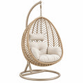 Hängesessel 105 x 105 x 195 cm Beige Metall Kunststoffgeflecht für Wohnbereich mit Gestell