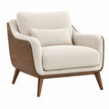 Sessel 86 x 88 x 88 cm Bouclé Creme Holz Mid Century Wohnsessel