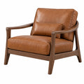 Sessel 78 x 82 x 86 cm in Braun mit Holzgestell und Bezug in Lederoptik