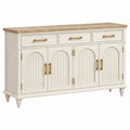 Sideboard 160 x 45 x 90 cm in Weiß und Naturholzoptik mit 3 Schubladen und 4 Türen im Landhausstil