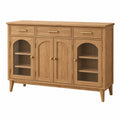 Sideboard 160 x 40 x 95 cm aus Holz in Naturbraun mit Glastüren