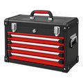 Werkzeugkoffer 66 x 33 x 45 cm aus Stahl Schwarz Rot mit 5 Schubladen abschließbar