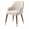 Polsterstuhl 60 x 62 x 85 cm Beige Stoff mit Holzbeinen - Armlehnenstuhl