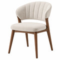 Polsterstuhl 58 x 60 x 78 cm in Creme und Braun mit Bouclébezug und Holzgestell