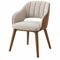 Esszimmerstuhl 59 x 61 x 83 cm mit Stoffbezug in Beige und Holzgestell - gepolstert im modernen Stil