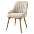 Polsterstuhl 56 x 61 x 88 cm Beige Stoff Holzgestell mit Armlehnen